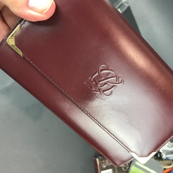 Louis Quatorze Burgandy leather tri fold wallet - Picture 6 of 7